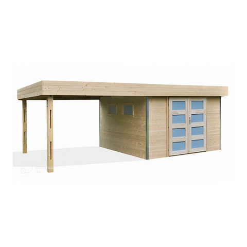 Flachdach-Gartenhaus aus Holz mit Vordach – Modernes und praktisches Design