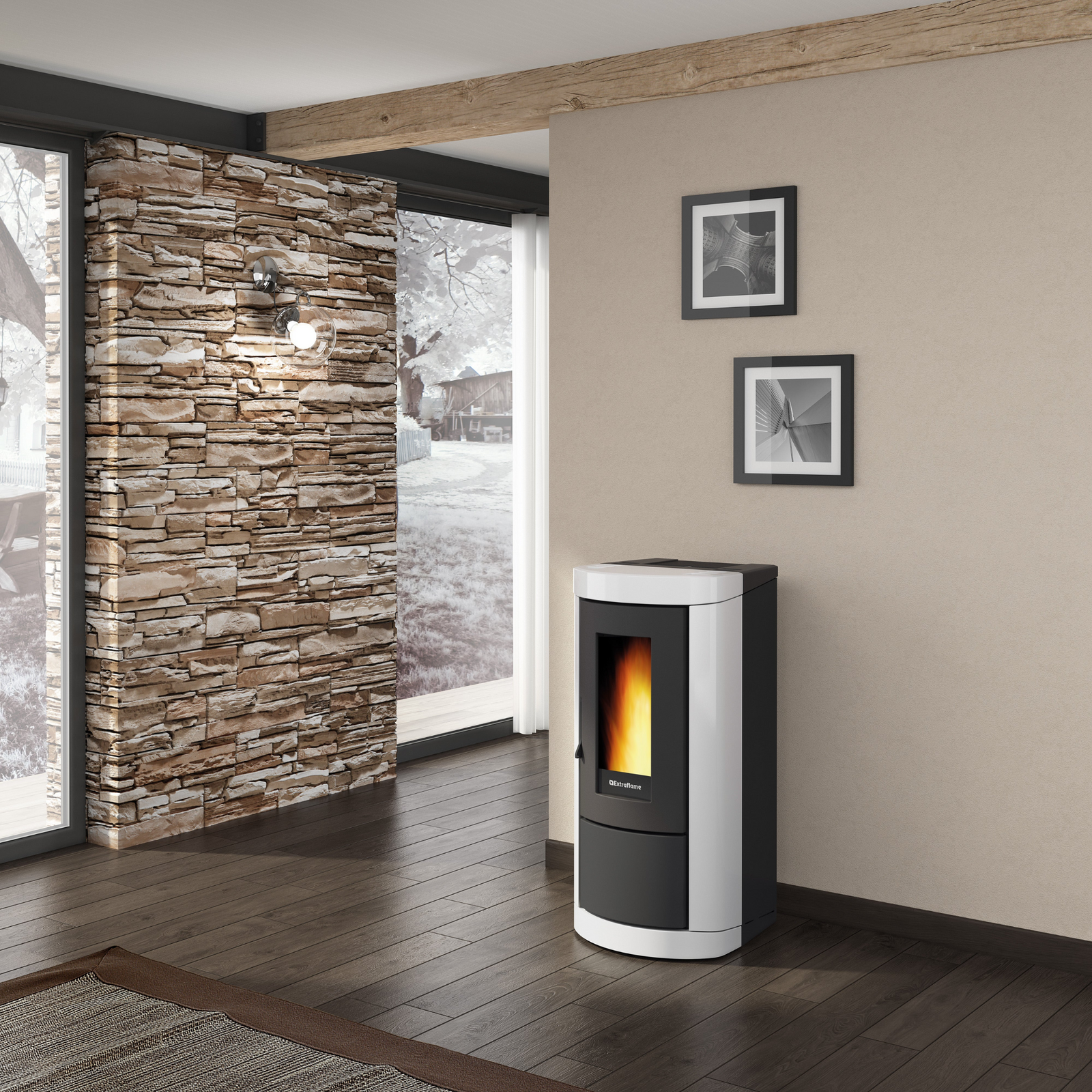 Pelletofen EXTRAFLAME Mietta weiß 8 kW