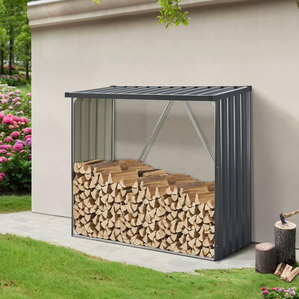Außen-Holzunterstand aus verzinktem Stahl 156×80×152 cm anthrazitgrau