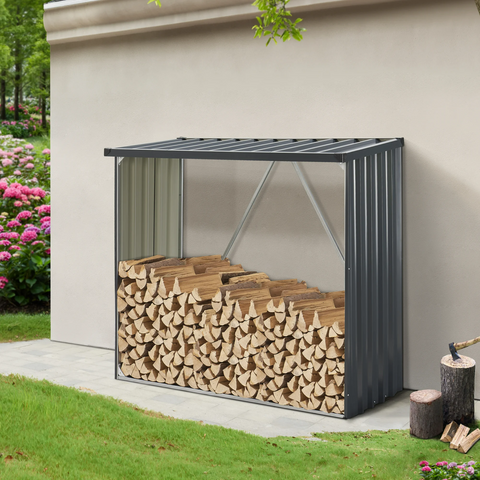 Außen-Holzunterstand aus verzinktem Stahl 156×80×152 cm anthrazitgrau