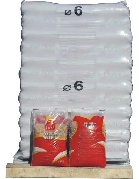 Pellets LAVA 100% Nadelholz – Palette mit 65 Säcken zu 15 kg